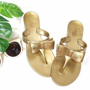 Size 8 Jaye COACH Khaki Brown Gold Thick Flip Flop Sandal | Sandals for  sale, Cheap womens sandals, Sandals